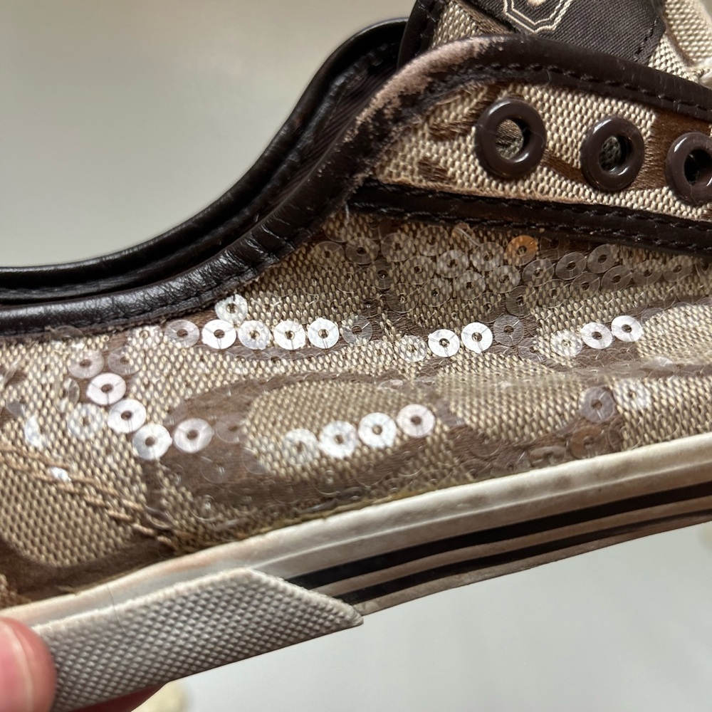 Coach Women's Tan and Brown Patterned Sneakers - Picture 2 of 8